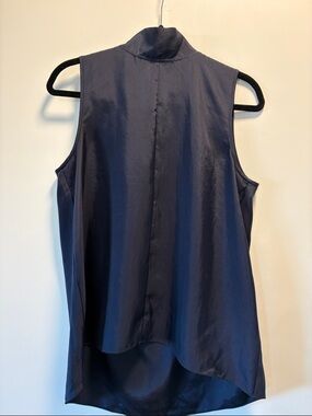 Tibi Navy High-Low Sleeveless Shell Top